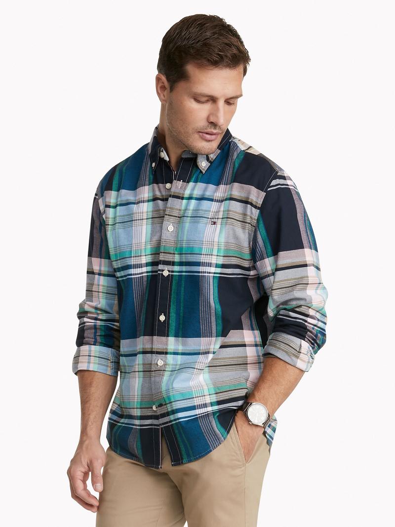 Férfi Tommy Hilfiger Custom fit plaid Ingek Színes | HU 1038GSO